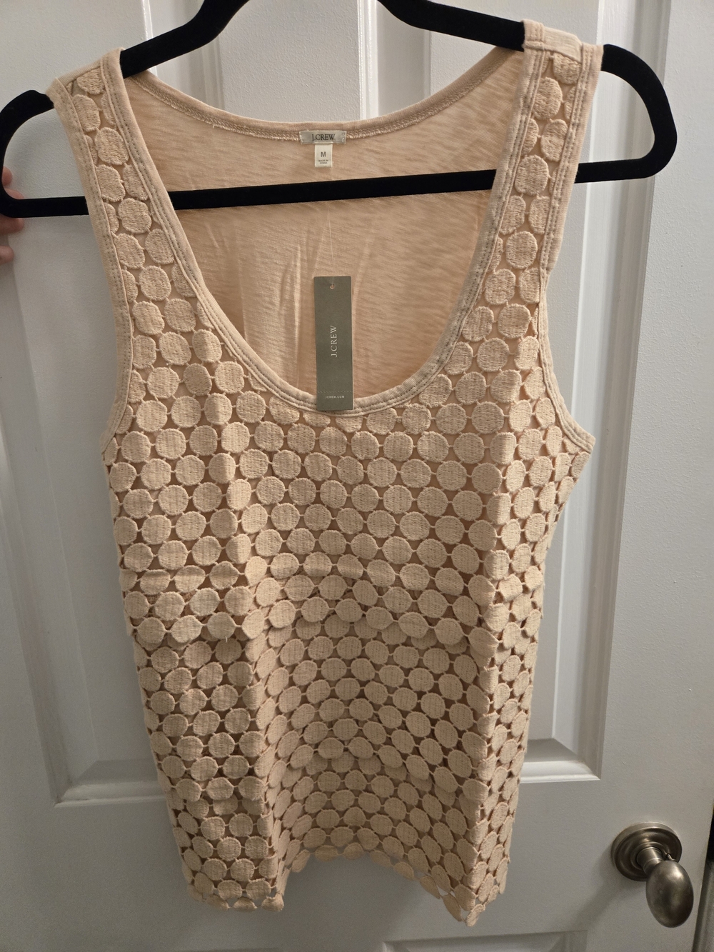 J. Crew Beige Crochet Scoop Neck Tank